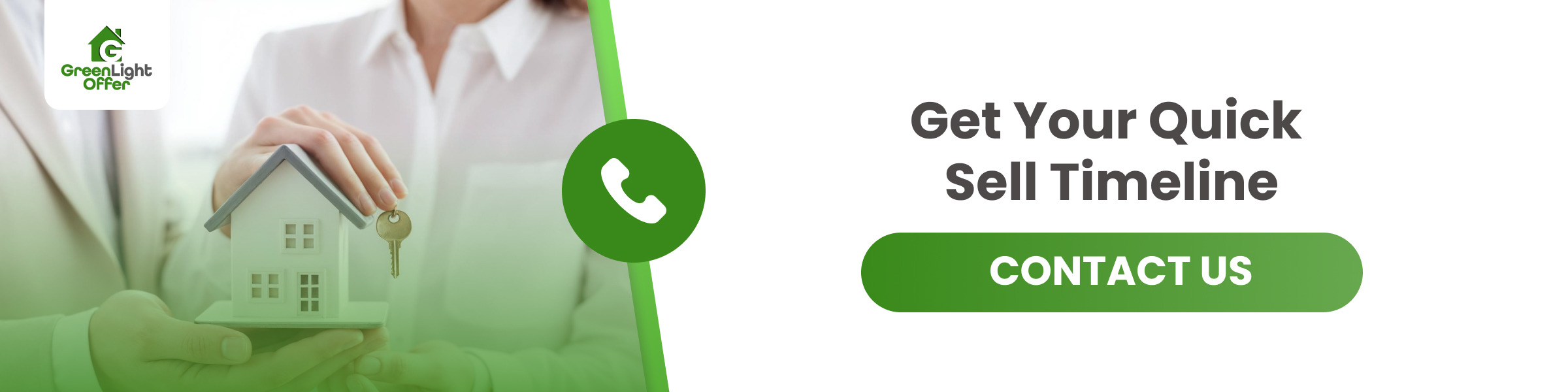 Banner shows house model, keys, and phone icon with 'Quick Sell Timeline'; how fast can i sell my house after buying it