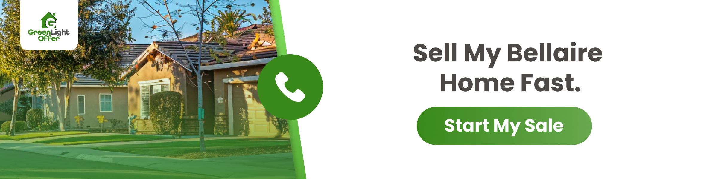 Bellaire TX home with a call-to-action banner encouraging homeowners to sell their Bellaire house fast through a quick, hassle-free process.