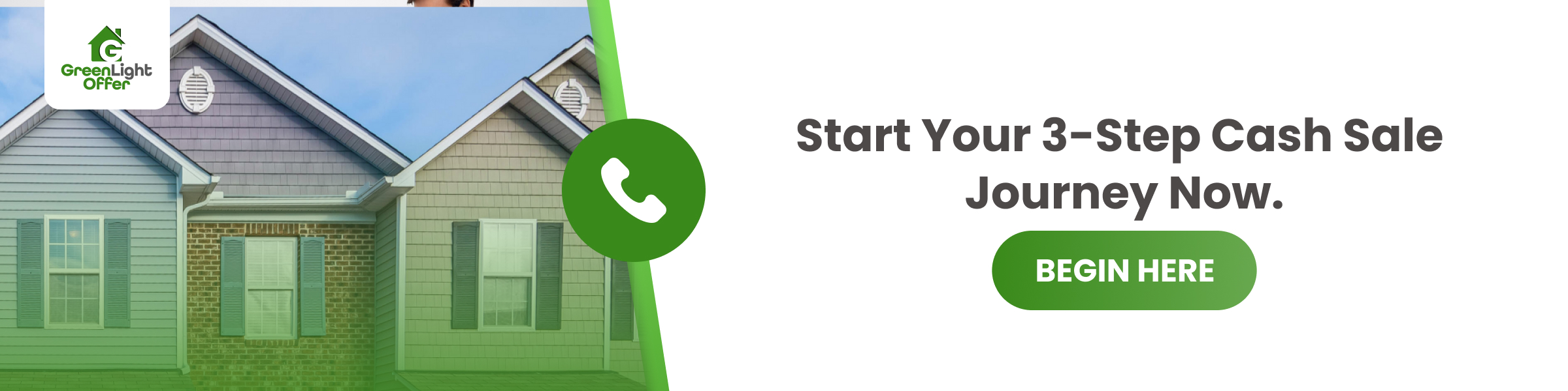 CTA banner showing a house image with a button inviting homeowners to begin a simple 3-step cash sale process for selling their home.