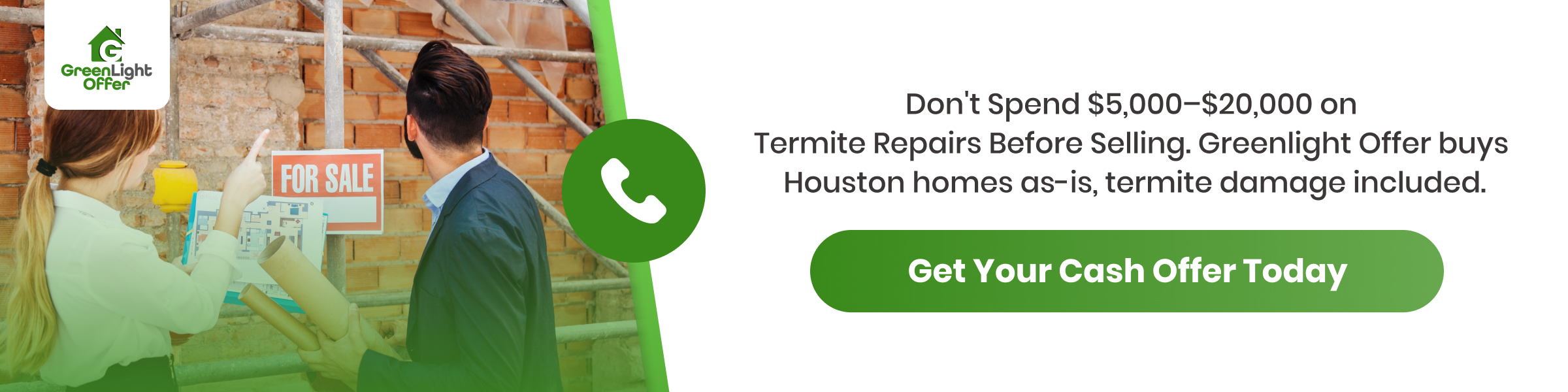 Homeowners reviewing property before deciding to sell house with termite damage Houston without costly repairs or delays