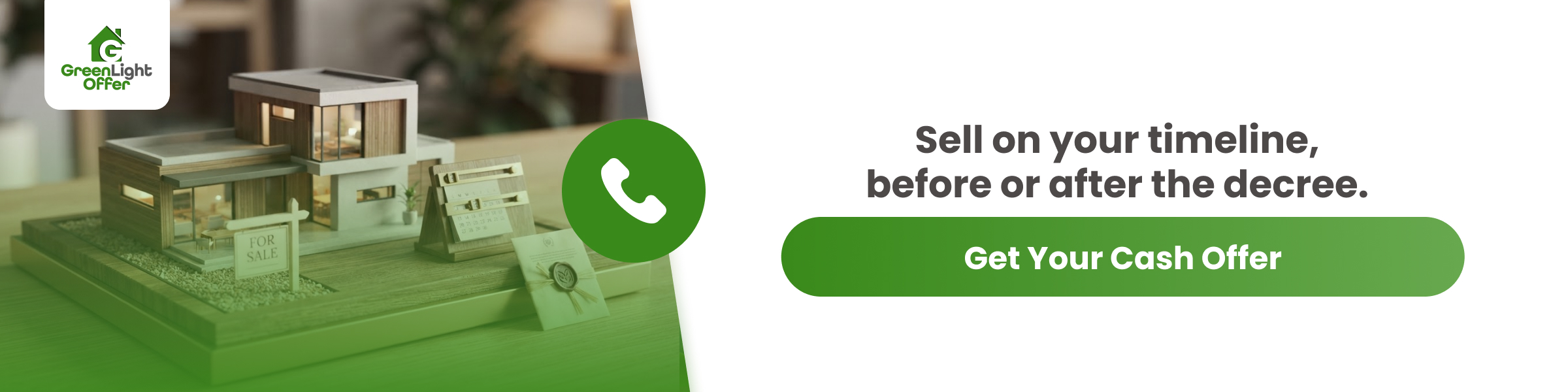 Sell house before or after divorce finalized Texas CTA showing a home for sale and flexible selling timeline.