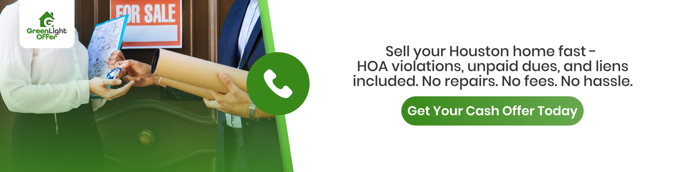 Homeowner receiving paperwork and keys while choosing to sell house with HOA violations Houston for cash fast.