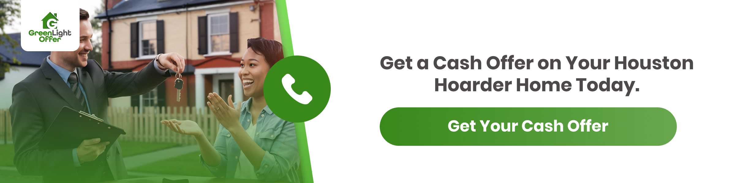 Homebuyer handing keys to seller showing how to sell a hoarder house in Houston fast with a simple cash offer process