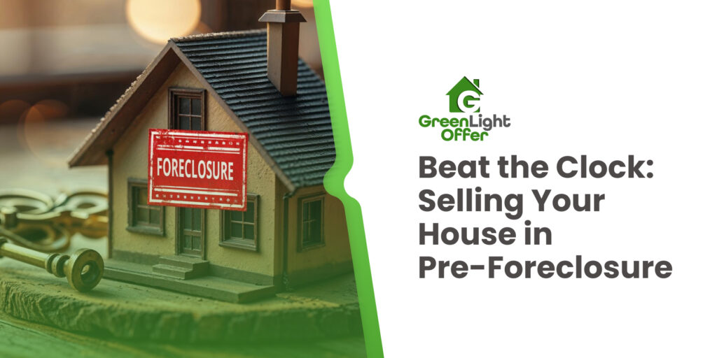 Miniature house with a red foreclosure sign representing homeowners seeking to sell house pre-foreclosure quickly in Houston Texas