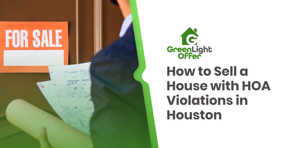 Homeowner reviewing property paperwork to sell house with HOA violations Houston before listing property online