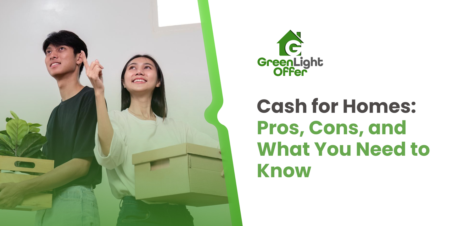 Smiling couple holding moving boxes, representing a stress-free home sale with Greenlight Offer’s cash-for-homes service.