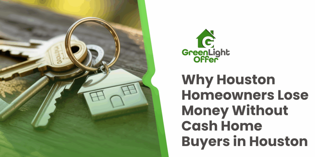 House keys with a home keychain symbolizing cash home buyers in Houston helping homeowners avoid losing money.