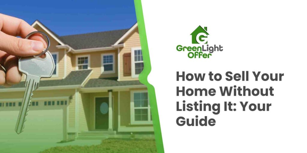 Guide on how to sell your home without listing it, with a key in hand in front of a modern two-story house.